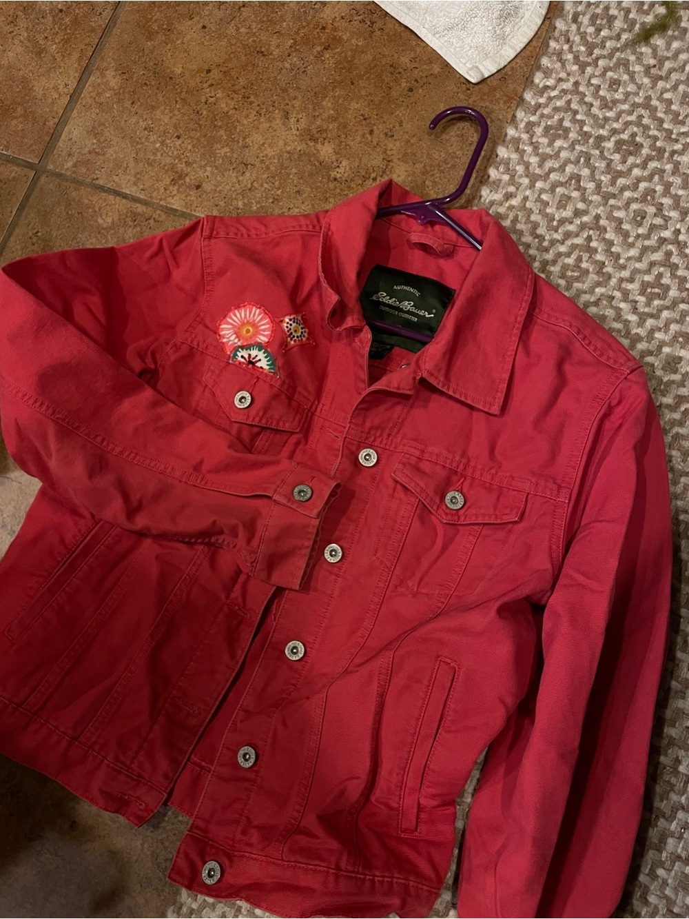 Womens Raspberry Red upcycled Eddie Bauer Jacket - Picture 7 of 7